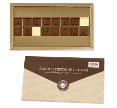 šokoladinė telegrama atsiprašymui