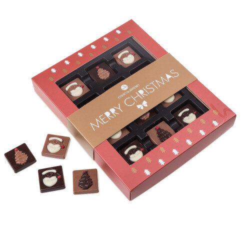šventiniai šokoladukai elegantiškoje pakuotėje, puiki kalėdinė dovana