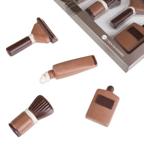 šokoladinės skutimosi priemonės, šokoladinis skustuvas, šokoladas vyrams