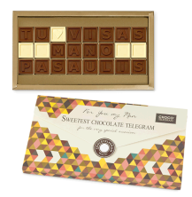 šokoladinė telegrama vaikinui, pieniškas šokoladas