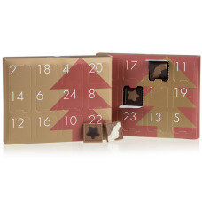 Dvipusis advento kalendorius su šokoladukais, šokoladinė dovana belaukiant Kalėdų